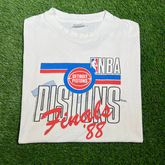 1988 Detriot Pistons Finals White Tee Size XL V16546