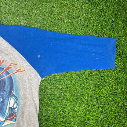 1983 Journey Frontiers Alien Grey/Blue Baseball Tee Size Medium USED v16630