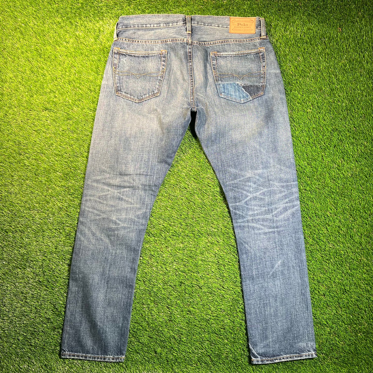 Polo Ralph Lauren Pocket Sullivan Patch Blue Jeans Size 33x30 USED v18874