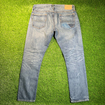 Polo Ralph Lauren Pocket Sullivan Patch Blue Jeans Size 33x30 USED v18874