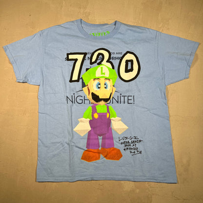 AssPizza "730" Luigi Blue Tee Size Large USED x17436