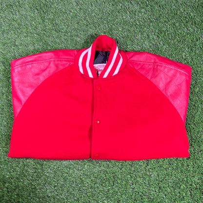 1990s Matts Jacket Red Varsity Jacket Size 44 (XL) USED v17107