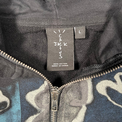 Travis Scott Fragment Skeleton Navy Full Zip Hoodie Size Large USED x17493