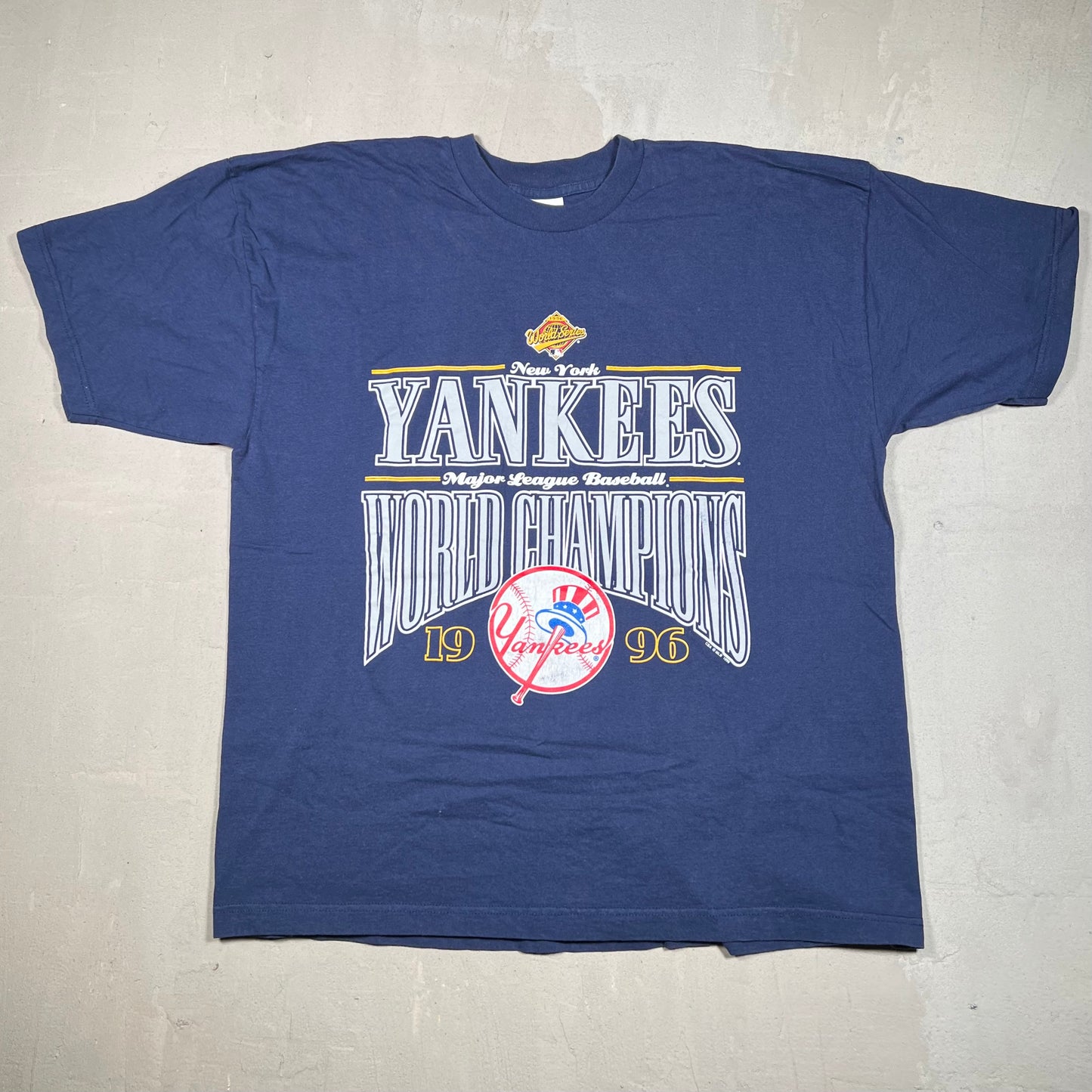 1996 New York Yankees World Series Navy Tee Size XL USED v19100