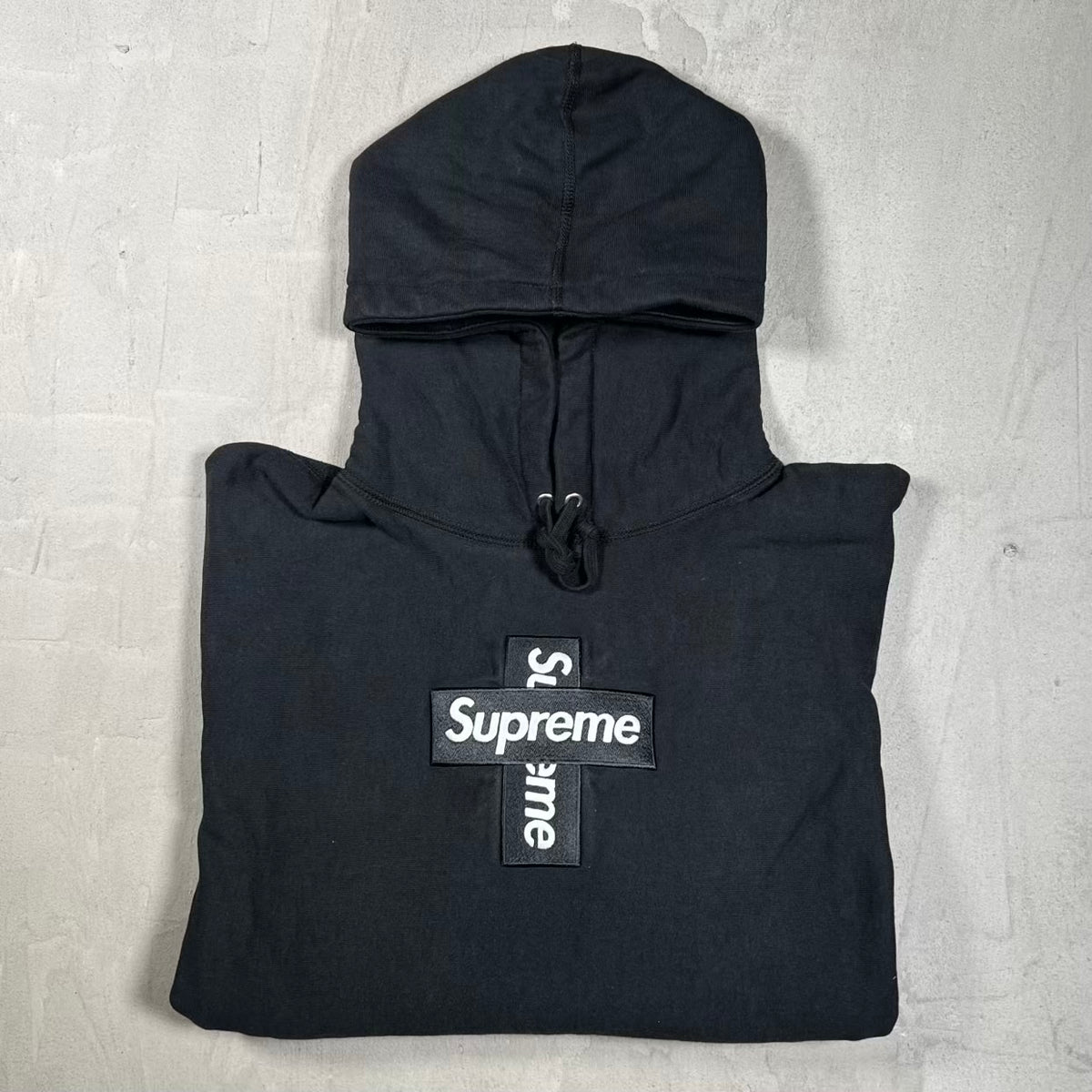 Supreme Cross Box Logo Black Hoodie (2020) Size Medium USED x18609