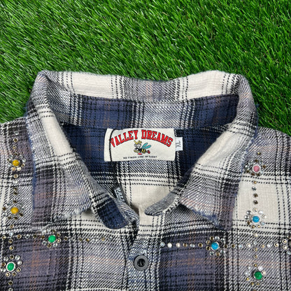 Vale Rhinestone Flannel Button Up Shirt Size XL NEW x16750