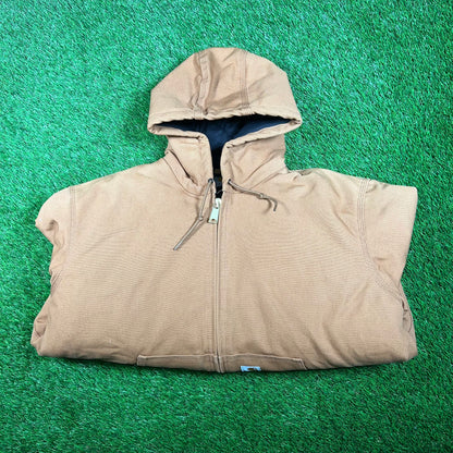 Y2K Carhartt Brown Zip Up Workwear Jacket Size Large USED v18061