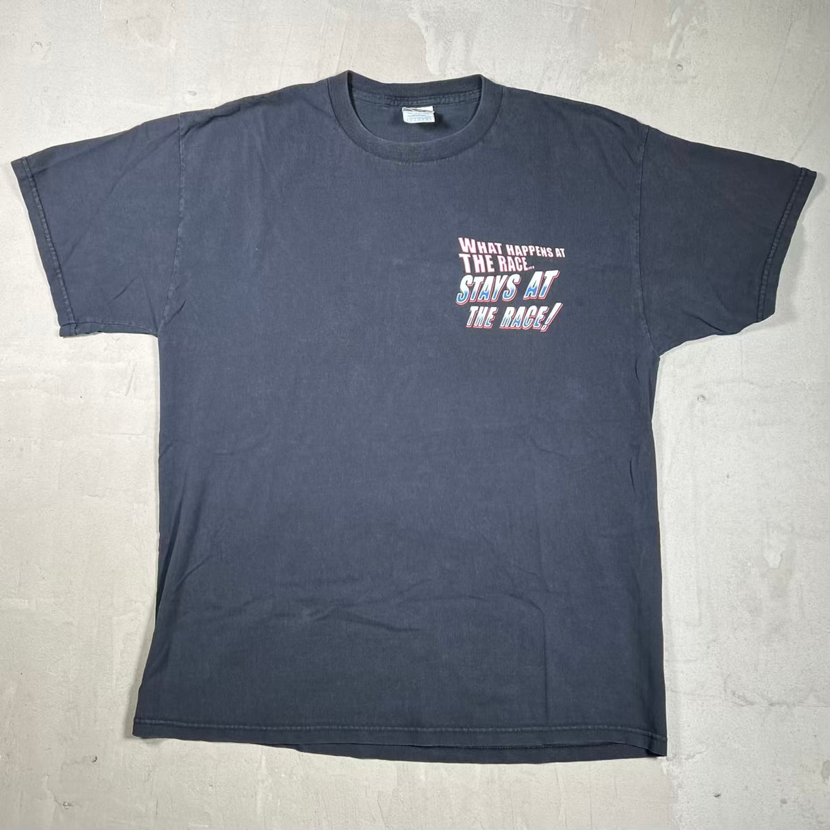 Y2K Racing Nascar What Happens At The Race Black Tee Size Large USED v20052