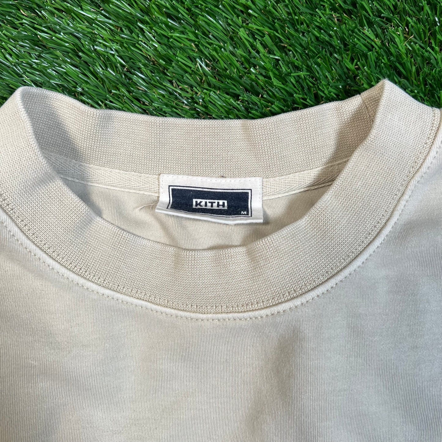 Kith Script Logo Luxe Beige Longsleeve Size Medium USED x16861