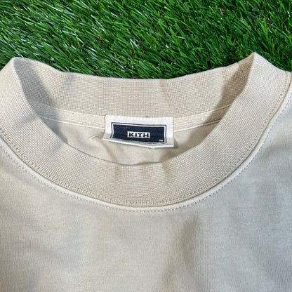 Kith Script Logo Luxe Beige Longsleeve Size Medium USED x16861