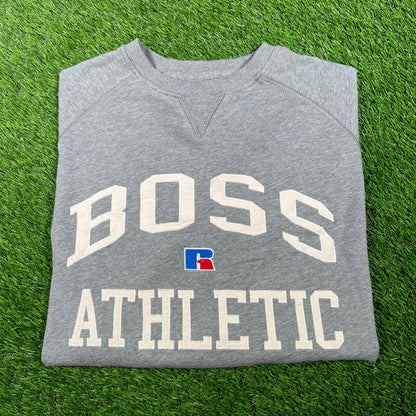 Hugo Boss Russell Athletic Grey Crewneck Size Large USED x14757