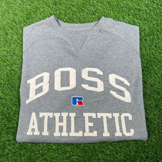 Hugo Boss Russell Athletic Grey Crewneck Size Large USED x14757