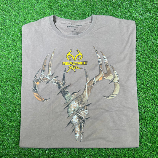 Realtree Xtra Brown Deer Logo Tee Size XL USED v17148