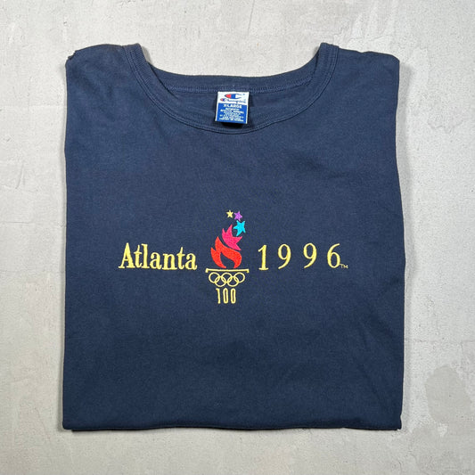 1996 Atlanta Olympic Champion Tag Navy Blue Tee Size XL USED v16378