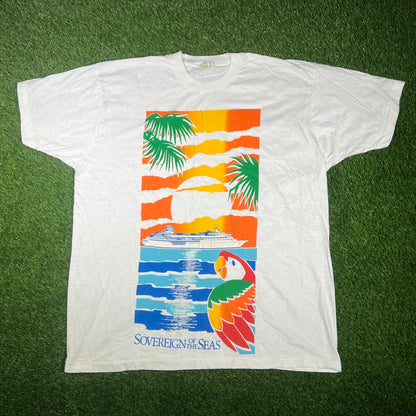 1990s "Sovereign of the Seas" White Tropical Cruise Ship Tee Size 3XL