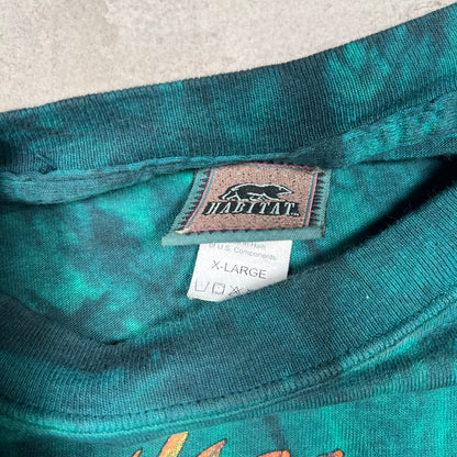 1990s Habitat Iguana Green Tie Dye Tee Size XL USED v19337