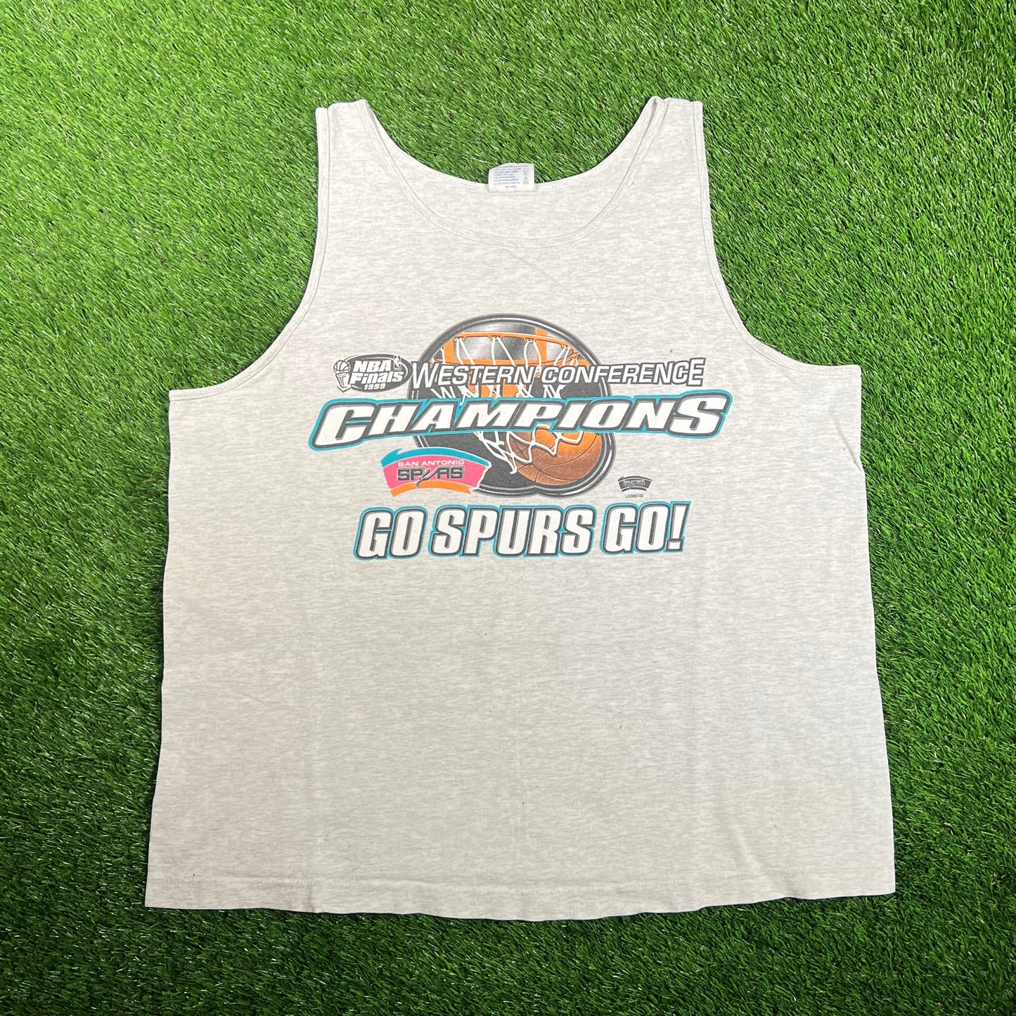 1999 San Antonio Spurs Champs Grey Tank Top Size XL USED v17815