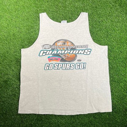 1999 San Antonio Spurs Champs Grey Tank Top Size XL USED v17815