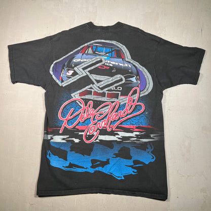 1990s The Man Dale Ernhardt Goodwrench AOP Black Tee Size XL USED v15927