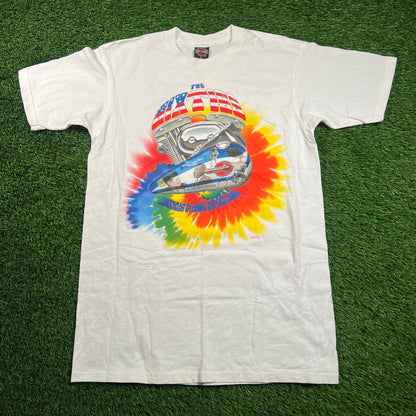 1999 Harley Davidson The Sixties Holoubek JFK Nasa Woodstock Tie Dye Tee Size Medium USED v18395