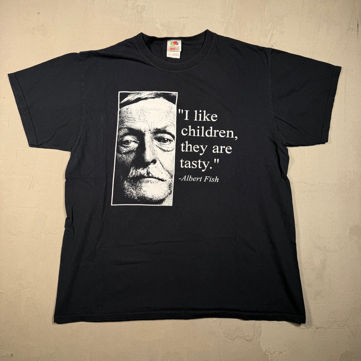 1990s Albert Fish "I Like Children" Black Tee Size Large USED v17664