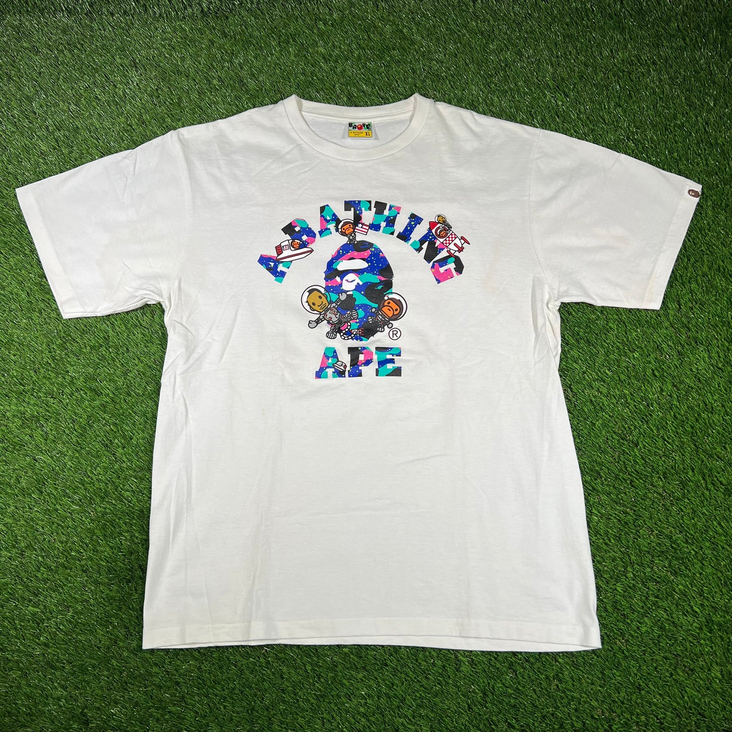 A Bathing Ape x Kid Cudi "Moon Man" White Tee Size XL USED x14501