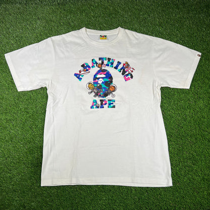 A Bathing Ape x Kid Cudi "Moon Man" White Tee Size XL USED x14501