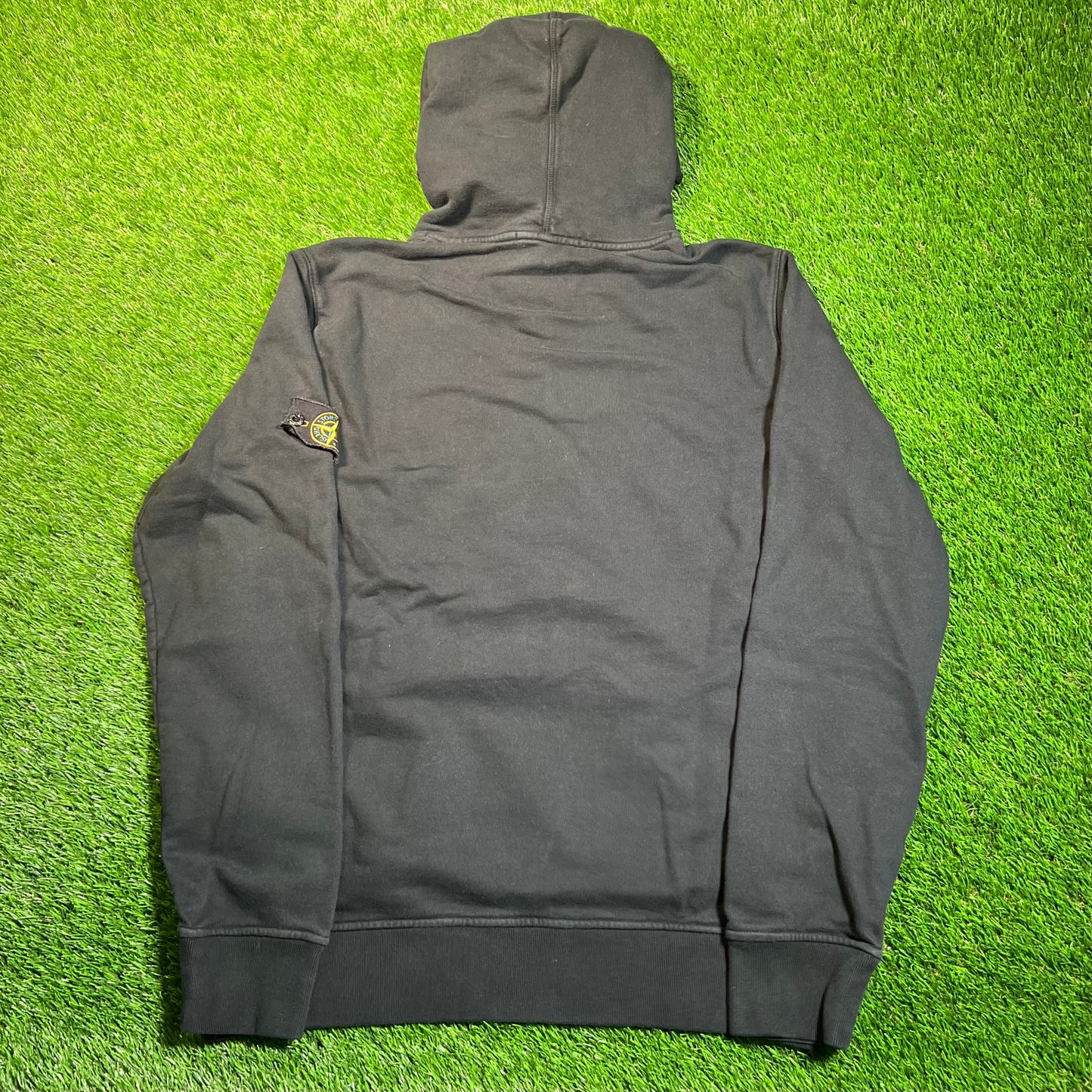 Stone Island Armband Logo Black Hoodie Size XL USED x16865