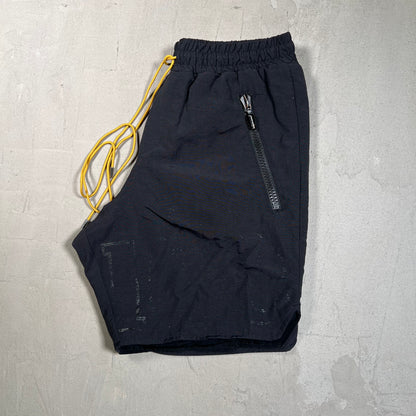 Rhude Front Spellout Faded Black Swim Shorts Size Medium USED x17597