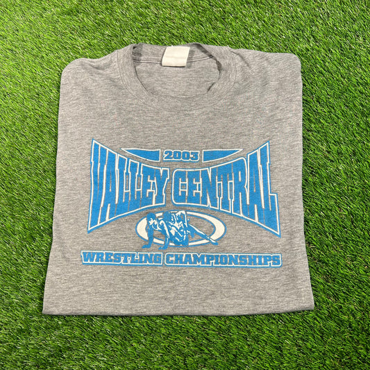 2003 Valley Central Wrestliong Champions Grey Tee Size XL USED v17730