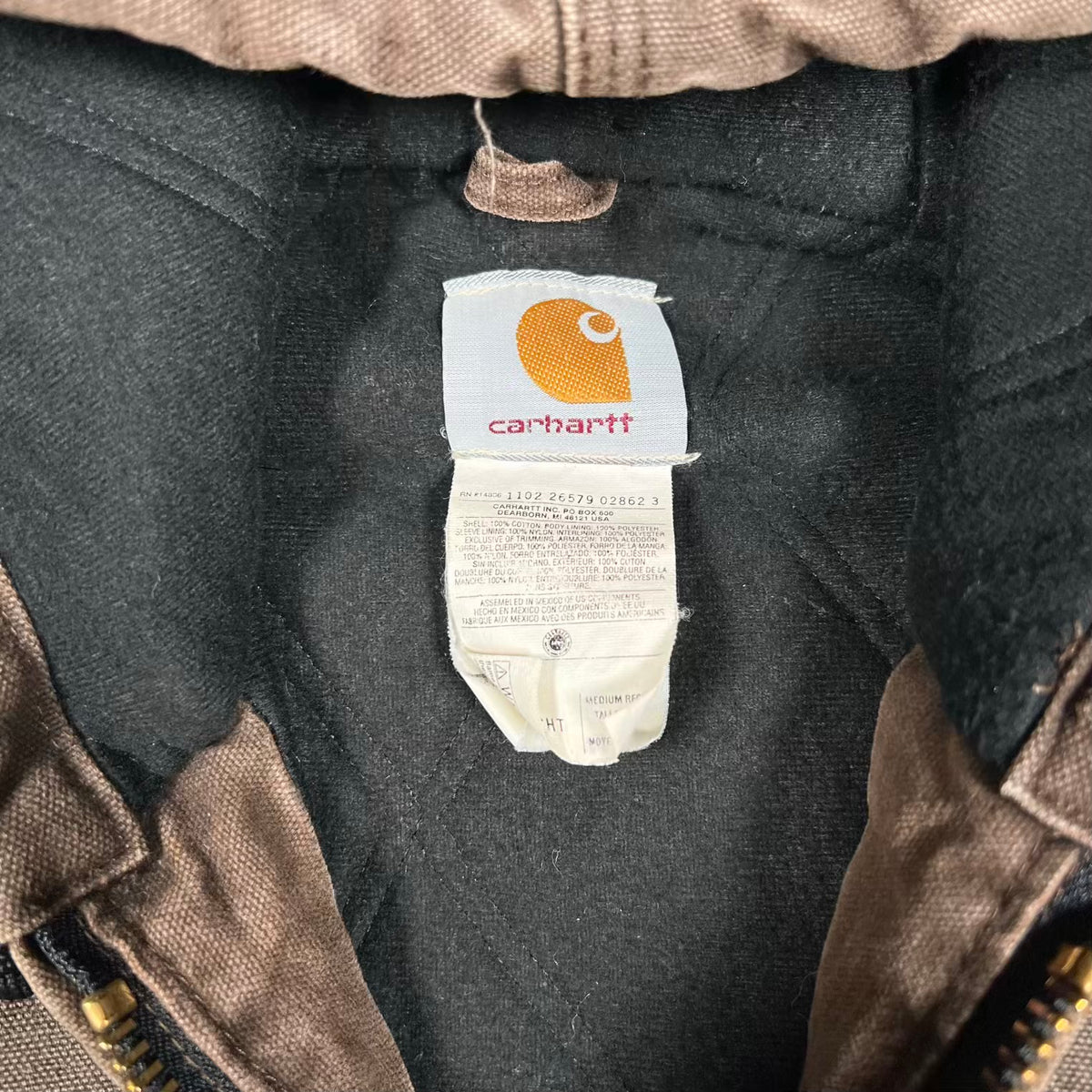 1990s Carhartt Active Workwear Zip Up Faded Brown Jacket Size Medium USED v20350