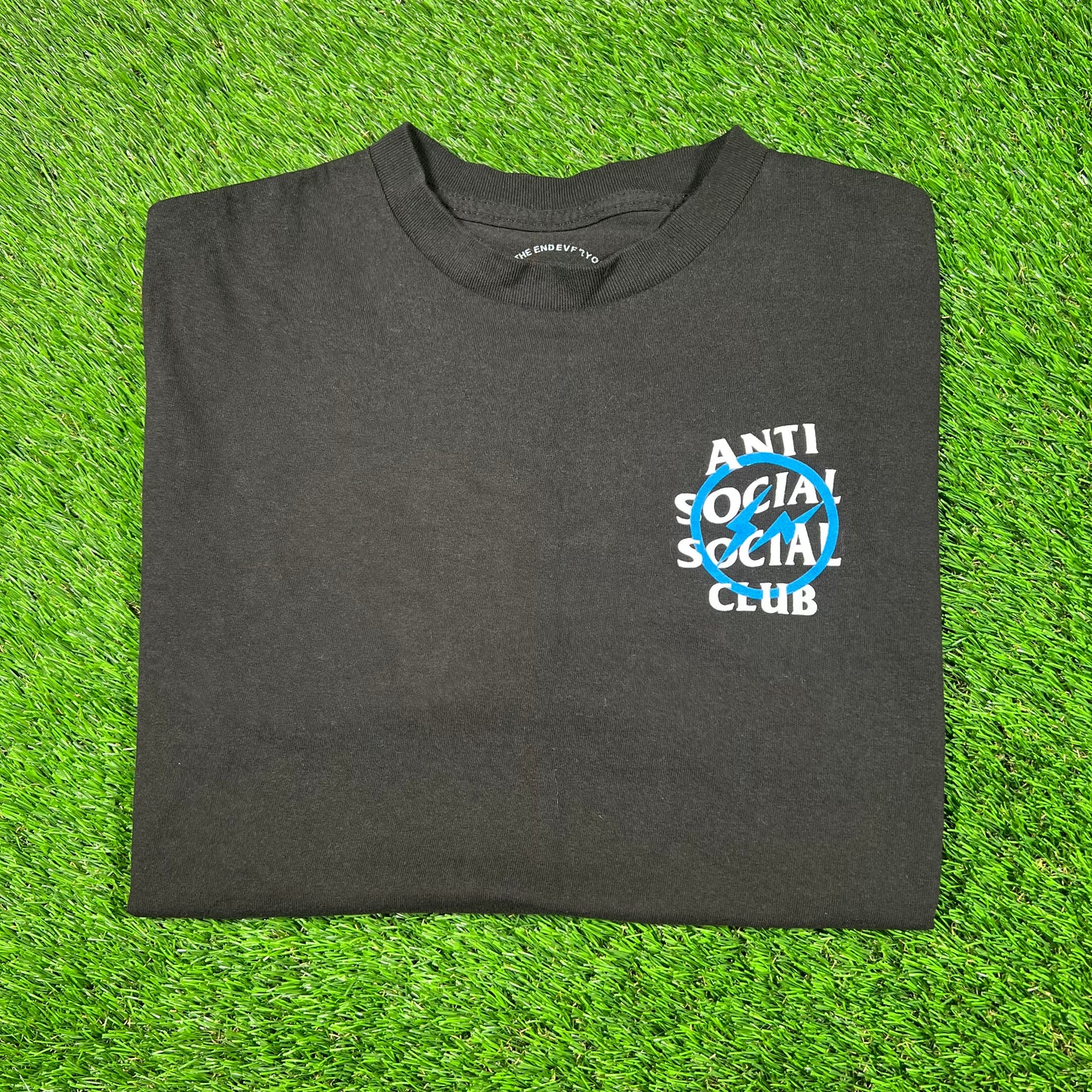 Anti Social Social Club Fragment Blue Logo Black Tee Size Medium USED x15314