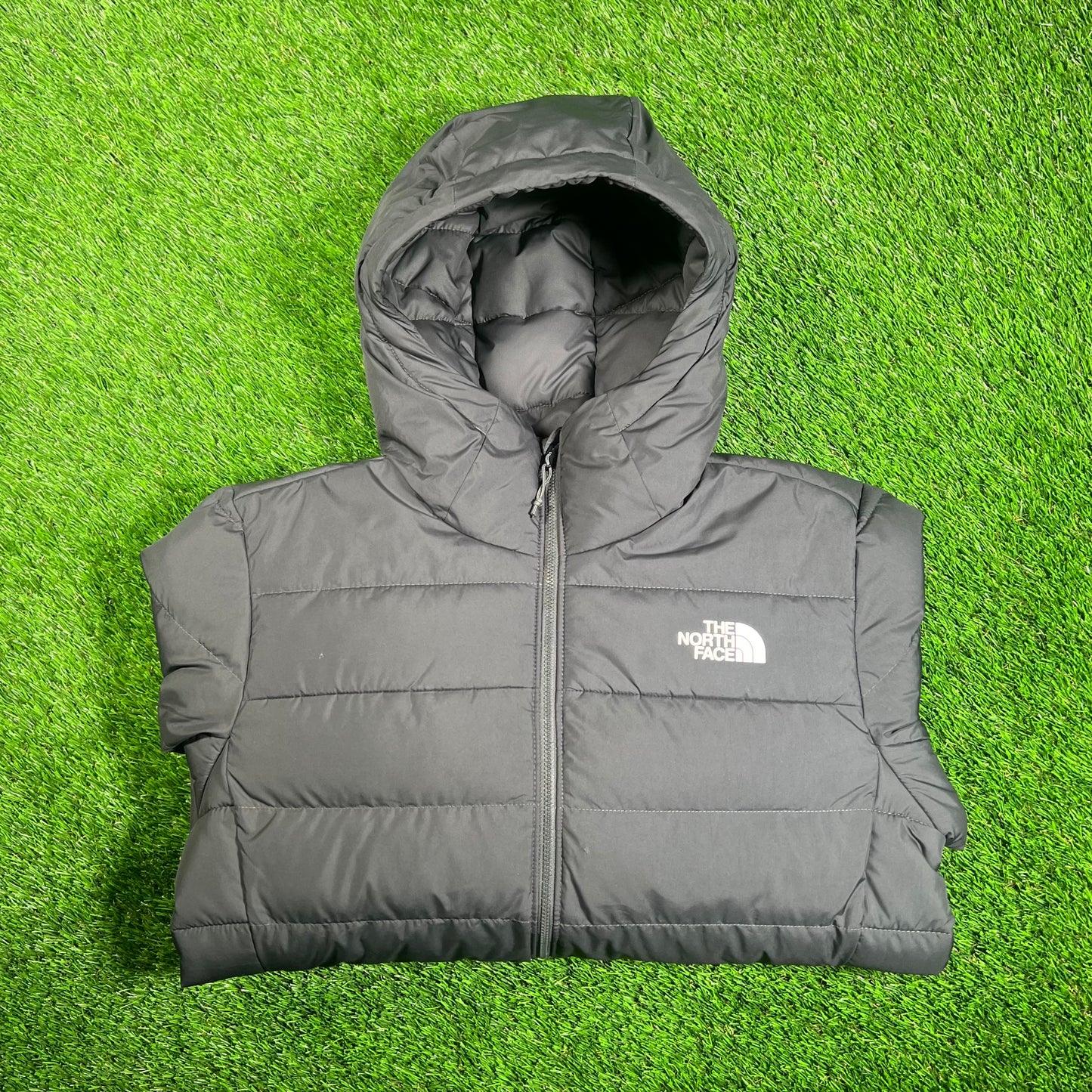 North Face Dark Grey MicroDown Puffer Jacket Size Small USED v18153