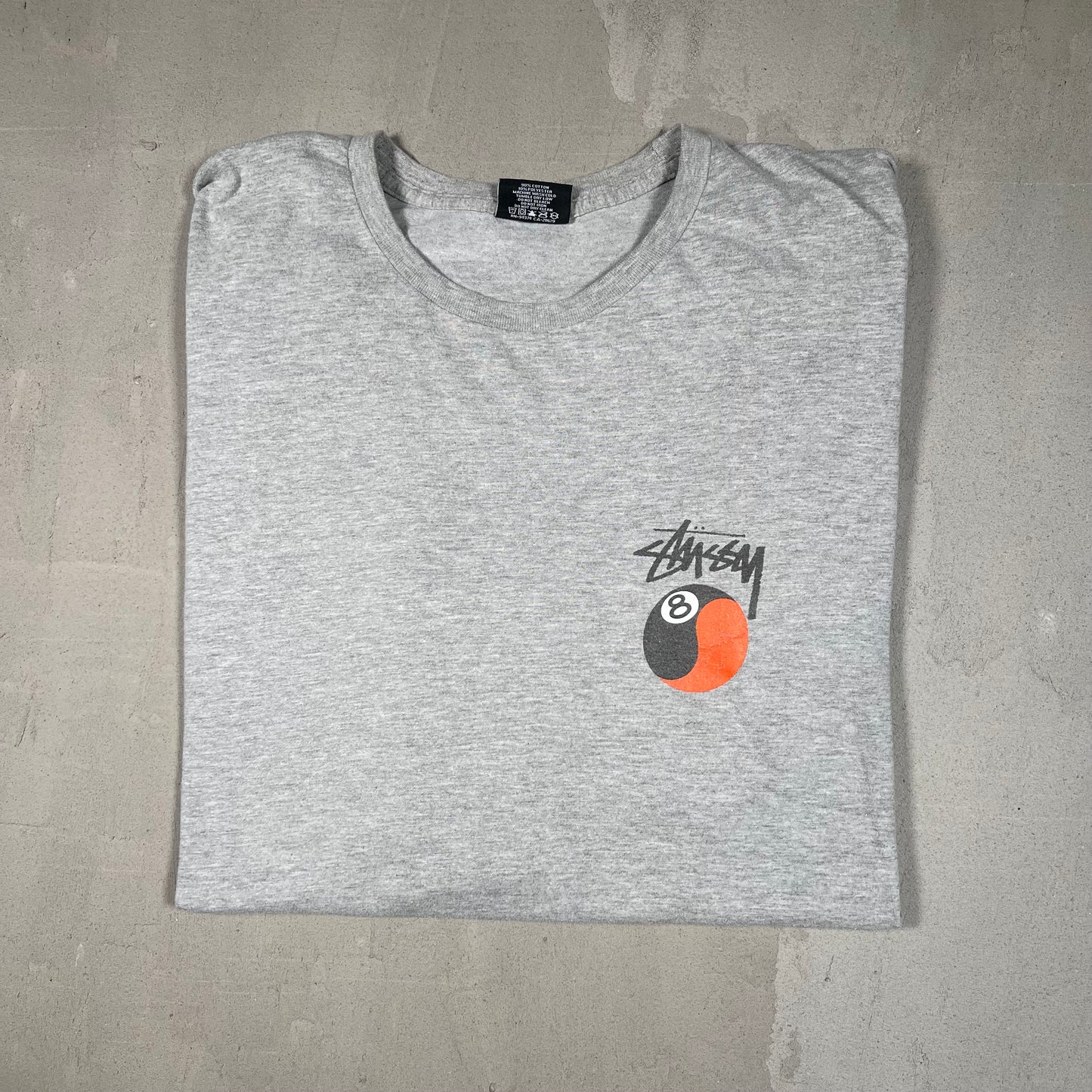 Stussy 8 Ball Yin Yang Grey Tee Size XL USED x17120