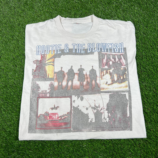 1995 Hootie & The Blowfish Cracked Rear View Tour White Tee Size Large USED v16788
