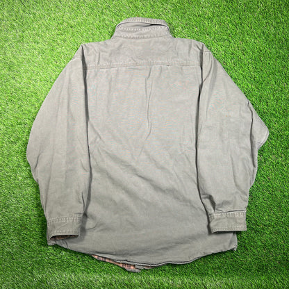 Y2K Carhartt Green Canvas Button Up Light Jacket Size Large USED v18713