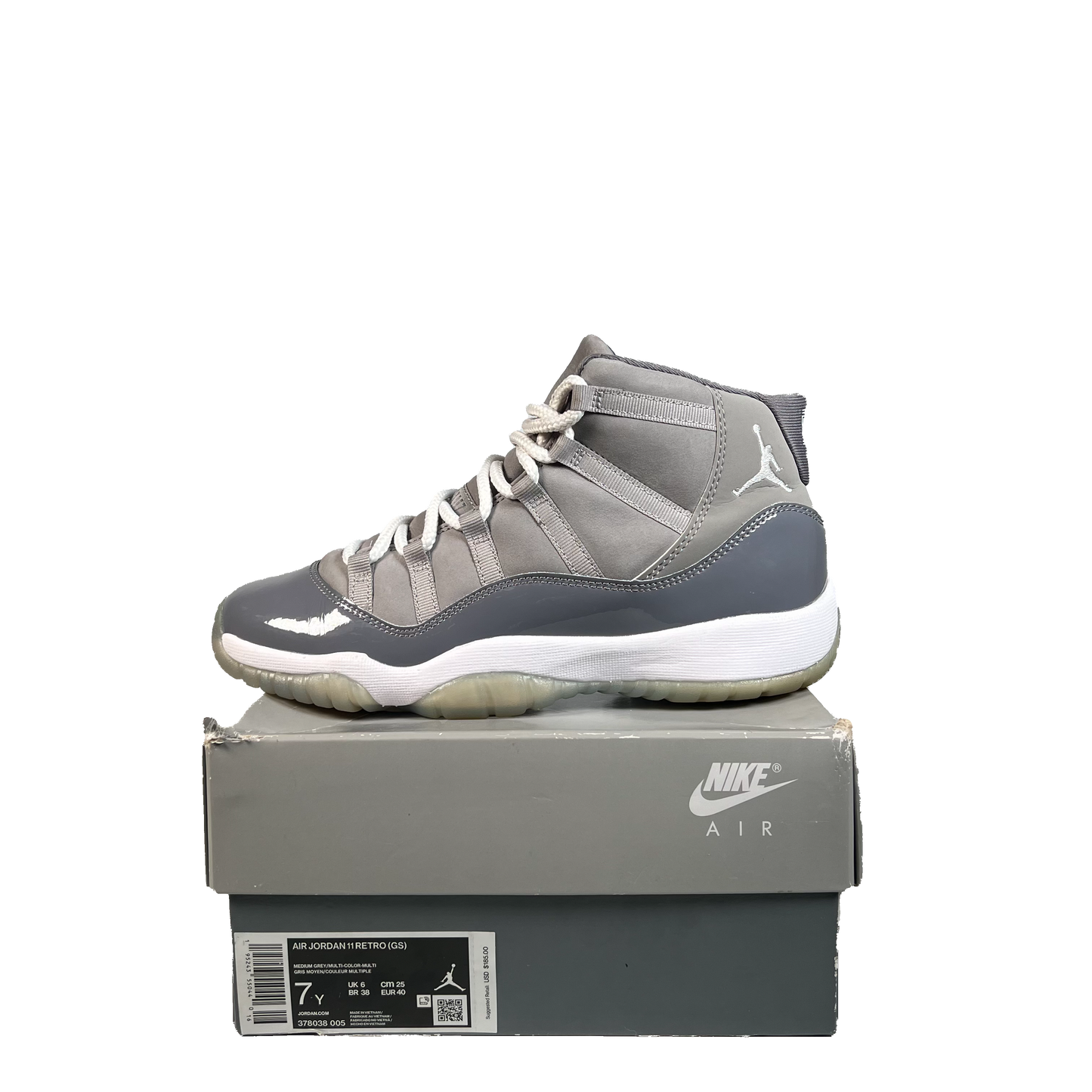 Jordan 11 Cool Grey (2021) Size 7y USED s21825
