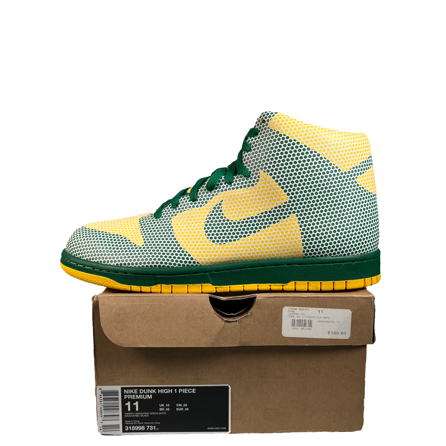 Nike Dunk High 1 Piece Olympic Brazil (2008) Size 11 NEW s22402