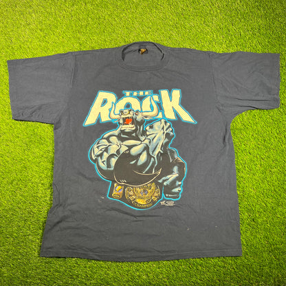 1998 The Rock WWF Bull Champ Navy Blue Tee Size 3XL USED v17937