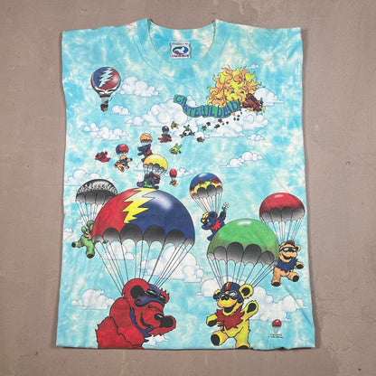 Grateful Dead Parachuting Sky Diving 1993 Blue Sky Tee Size XL USED v11471