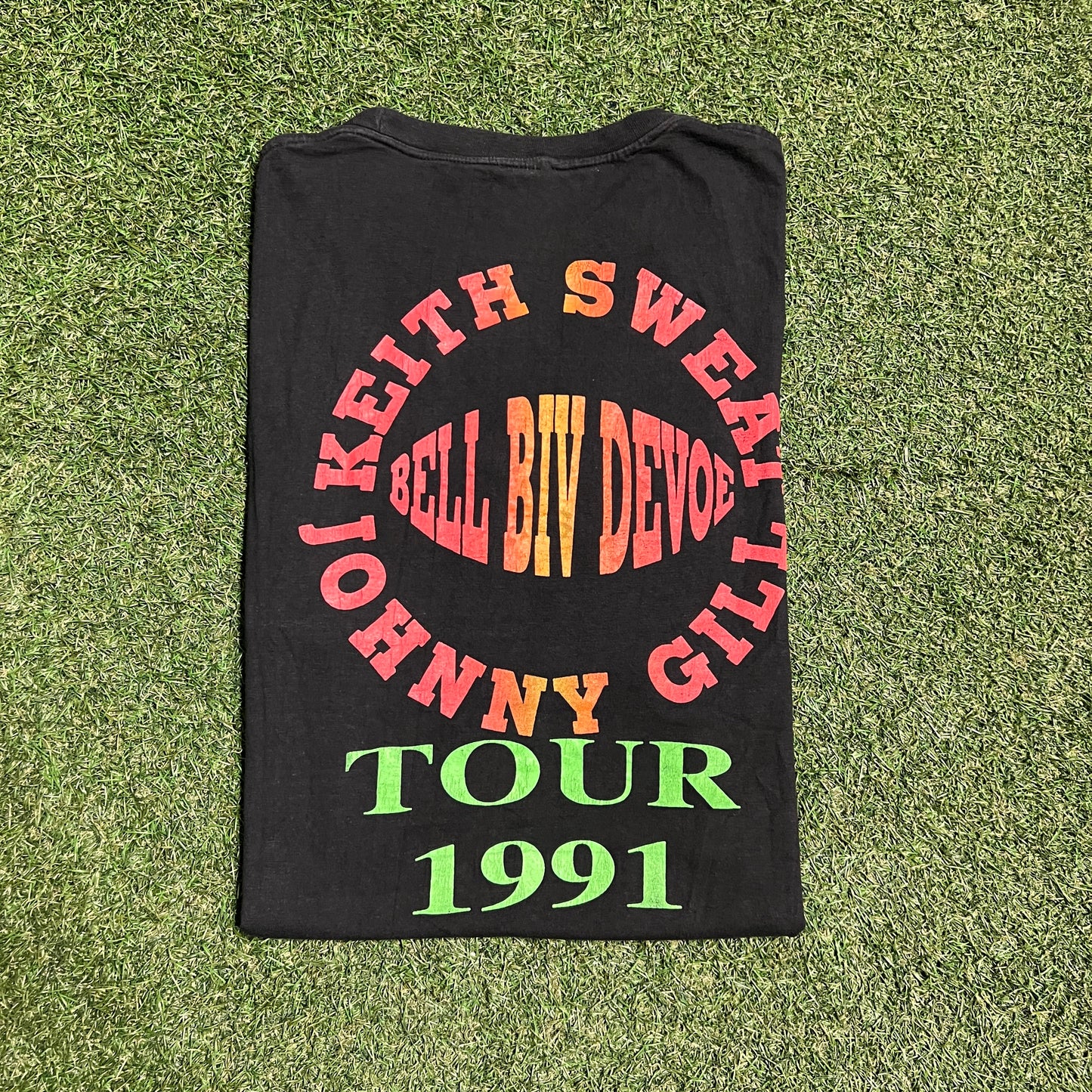1991 Keith Sweat x Johnny Gill x Bell Biv Devoe Black Tour Tee Size Large USED v16081