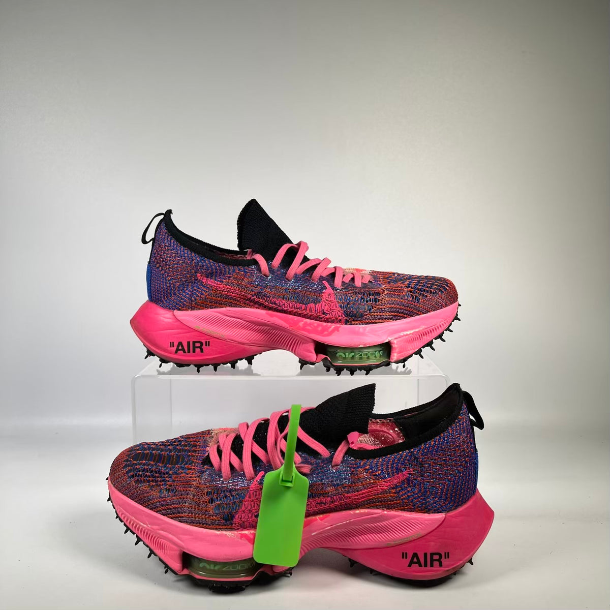 Nike Air Zoom Tempo Next% Flyknit Off-White Racer Blue Pink Glow (2021) Size 7.5 USED S23604