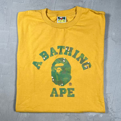 Bape Bitmap College Yellow Tee (2024) Size XL USED x18734