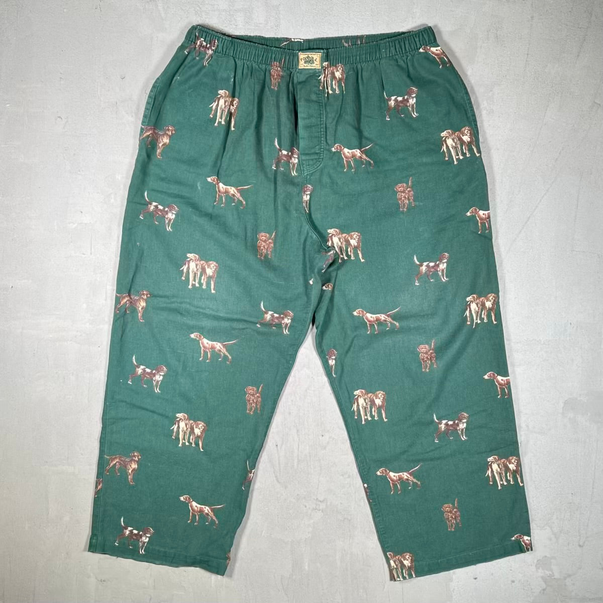 Y2K Polo Ralph Lauren Dog AOP Underwear Green Pants Size Medium USED v20324