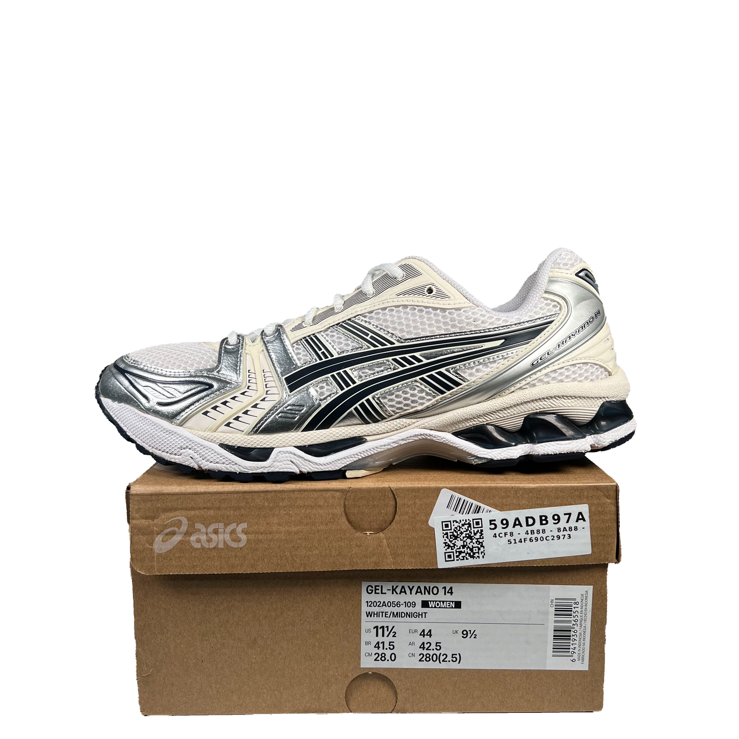 Asics Gel Kayano 14 White Midnight (2023) Size 10m / 11.5w USED s19569