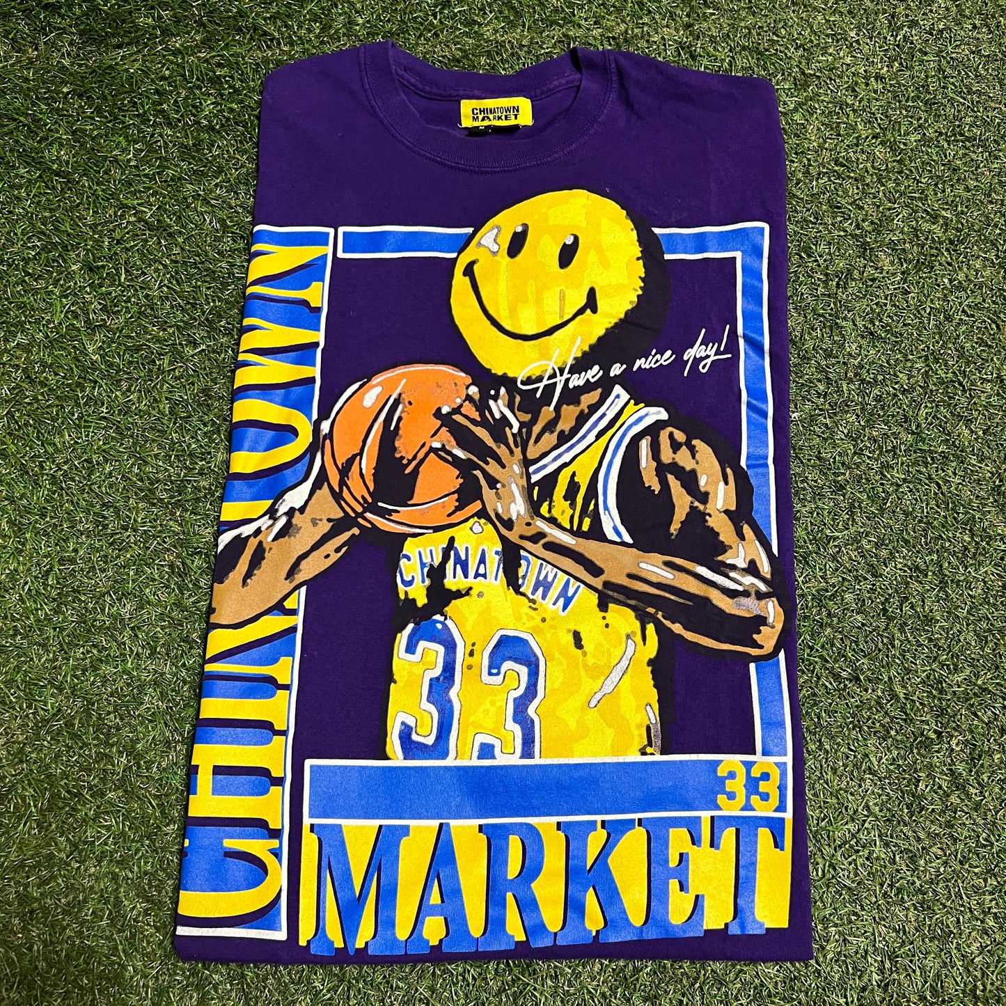 Chinatown Market Magic Johnson Basketball Purple Tee Size Medium USED v16270