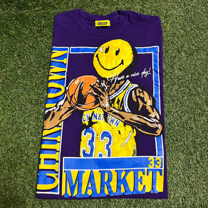 Chinatown Market Magic Johnson Basketball Purple Tee Size Medium USED v16270