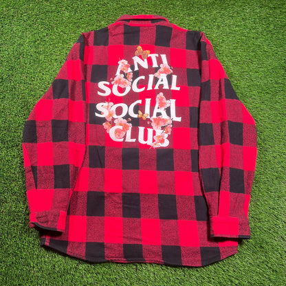 Anti Social Social Club Red Frantic Flannel (2020) Size Medium USED x16234