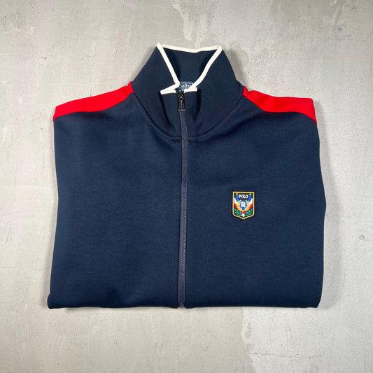 1990s Polo Ralph Lauren "Polo USA" Navy Track Jacket Size Large USED v19008