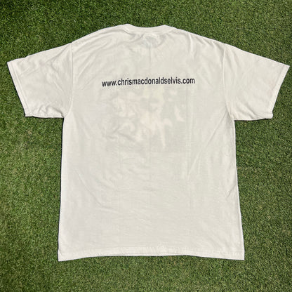 1990s Chris Mac Donald Memories of Elvis White Tee Size Large USED v16127